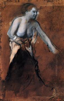 Edgar Degas : Standing Female Figure with Bared Torso